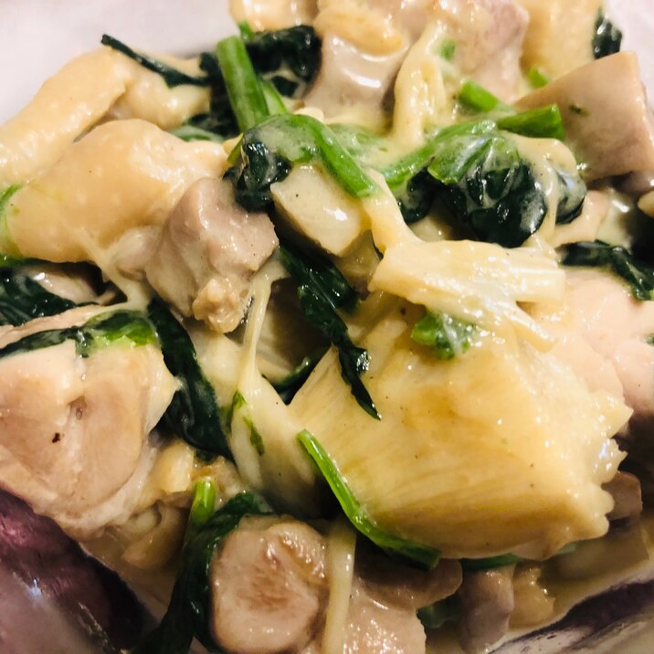 おうち 時短 夕飯 きのこと鶏肉のクリーム炒め レシピ 作り方 By 管理栄養士 時短 Mi 楽天レシピ